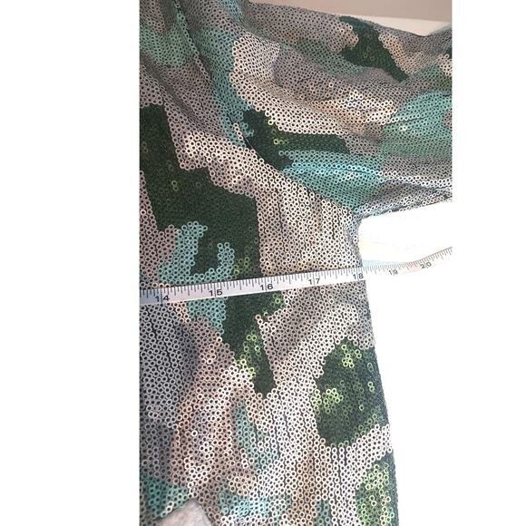 BOSTON PROPER XXS CAMO SEQUIN EMBELLISHED VARSITY FULL ZIP JACKET - Picture 5 of 12